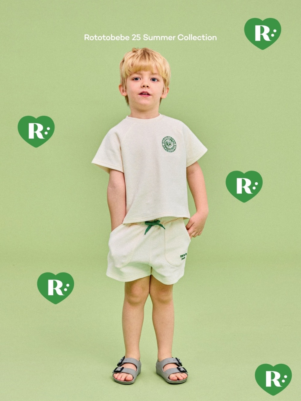 Korean brand rototobebe summer 2025 Tshirt / shorts matching set, NWT 100 cm